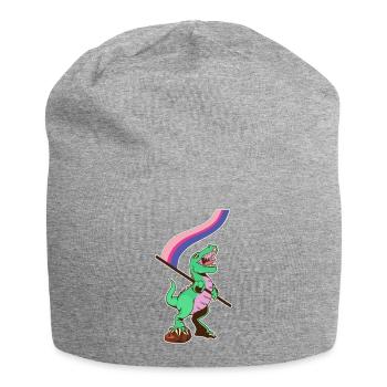 LGBTQ-Flagge - Dinosaurier Bisexuell - Jersey-Beanie - Grau meliert - Vorne