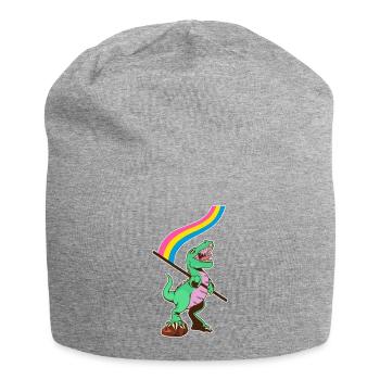 LGBTQ-Flagge - Dinosaurier Pansexuell - Jersey-Beanie - Grau meliert - Vorne