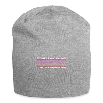 Attention qui déteste - Rouge à lèvres LGBTQ - Bonnet en jersey - gris chiné - Devant