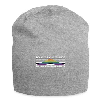 Vorsicht, Wer Hasst - LGBTQ Straight Ally - Jersey-Beanie - Grau meliert - Vorne