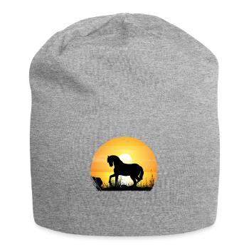 Coucher de soleil - Poney Horse - Bonnet en jersey - gris chiné - Devant