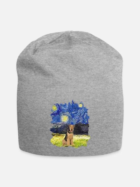 Sternennacht - Airedale Terrier - Jersey-Beanie - Grau meliert