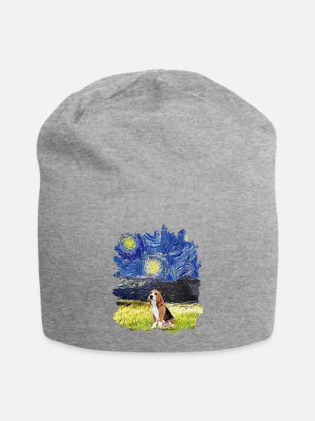 Sternennacht - Beagle - Jersey-Beanie - Grau meliert