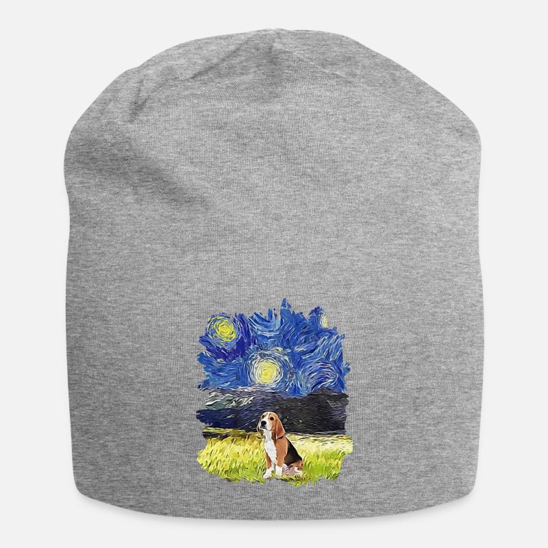 Sternennacht - Beagle - Jersey-Beanie - Grau meliert