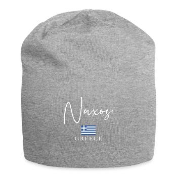 Holiday with Greek flag - island Naxos - Jersey Beanie - heather grey - Front