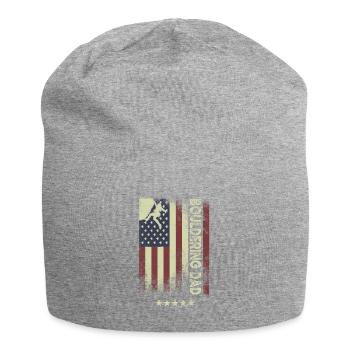 USA Amerikanische Flagge - Bouldern Papa - Jersey-Beanie - Grau meliert - Vorne