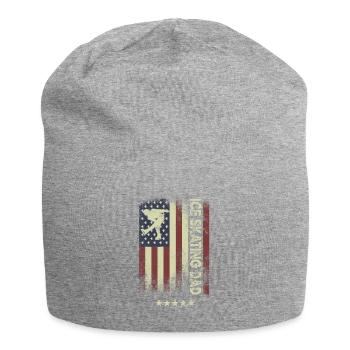Drapeau des États-Unis - Papa patineur sur glace - Bonnet en jersey - gris chiné - Devant