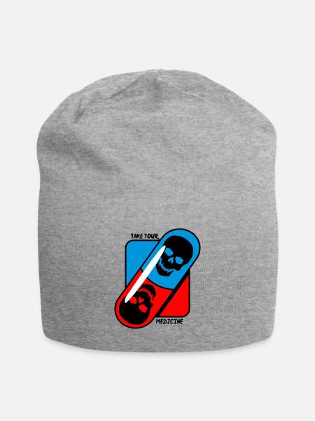 Prenez - votre - médicament - crâne - Bonnet en jersey - gris chiné