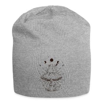 Cottagecore Aesthetic Moon Phases Frog Sipping Tea - Jersey Beanie - heather grey - Front