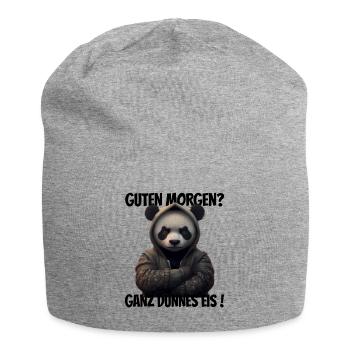 Guten Morgen? Ganz dünnes Eis! Lustiger Pandabär - Jersey-Beanie - Grau meliert - Vorne