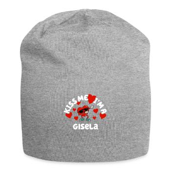 Küss mich - Valentins Tag Name Dabbing Herz Gisela - Jersey-Beanie - Grau meliert - Vorne