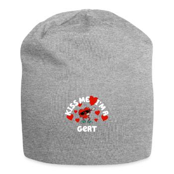 Kiss Me - Valentine's Day Name Dabbing Heart Gert - Jersey Beanie - heather grey - Front