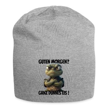 Guten Morgen? Ganz dünnes Eis! Lustige Schildkröte - Jersey-Beanie - Grau meliert - Vorne