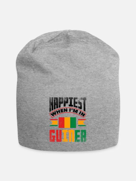 Guinea Guinea Guinea Flagge am glücklichsten, wenn ich in bin - Jersey-Beanie - Grau meliert