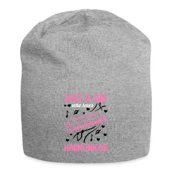 Just a girl who loves the harmonica Mundh - Jersey Beanie - heather grey - Front