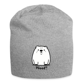 Wuff: Cartoon Hund - Jersey-Beanie - Grau meliert - Vorne