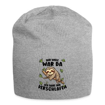 Faultier Lustiger Spruch: Der Wille war da - Jersey-Beanie - Grau meliert - Vorne