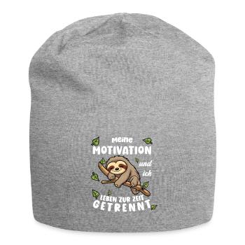 Faultier Lustiger Spruch: Meine Motivation und ich - Jersey-Beanie - Grau meliert - Vorne