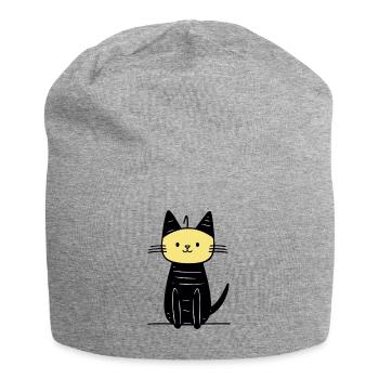 chat mignon - Bonnet en jersey - gris chiné - Devant