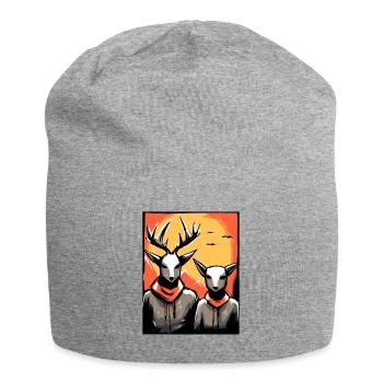 Japon Red Sun : un couple de cerfs - Bonnet en jersey - gris chiné - Devant
