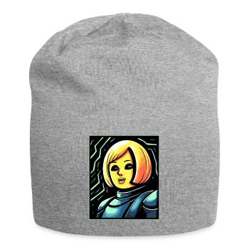 French cartoon puppet of Joan of Arc - Jersey Beanie - heather grey - Front