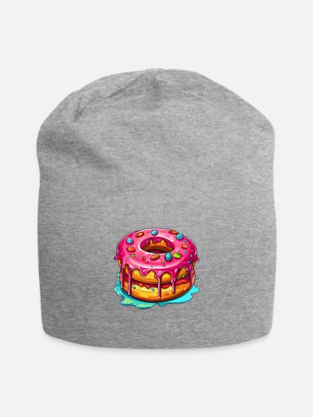 Der glasierte Doppel Donut - Jersey-Beanie - Grau meliert