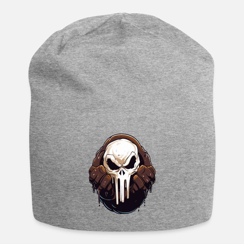 Braune Schokolade und ein langer Schädel - Jersey-Beanie - Grau meliert