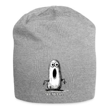 Sieh kein Böses, lustiger Wurm - Jersey-Beanie - Grau meliert - Vorne