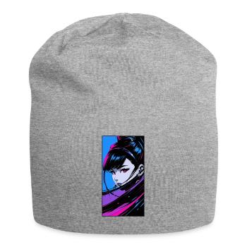 Dessin animé Manga Anime Fille - Bonnet en jersey - gris chiné - Devant
