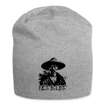 Rice Farmer Portrait, Rice is Life - Jersey Beanie - heather grey - Front