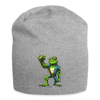 Fist in the Air: Powerful Muscle Frog - Jersey Beanie - heather grey - Front