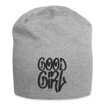 Text: Good Girl, gutes Mädchen - Jersey-Beanie - Grau meliert - Vorne