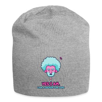 Je suis amoureuse de l’amour - Bonnet en jersey - gris chiné - Devant