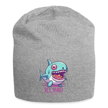 Ich esse alle Süßigkeiten, der "Alles-meins"-Hai - Jersey-Beanie - Grau meliert - Vorne