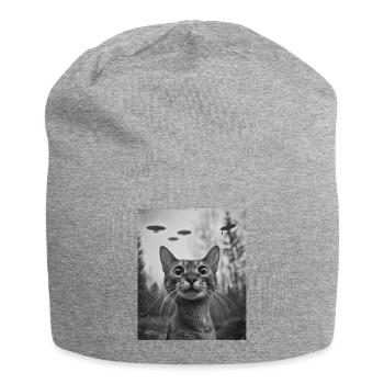 Cat - Alien Selfie Abyssinian UFO - Jersey Beanie - heather grey - Front