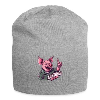 Achtung! Schwein - Jersey-Beanie - Grau meliert - Vorne