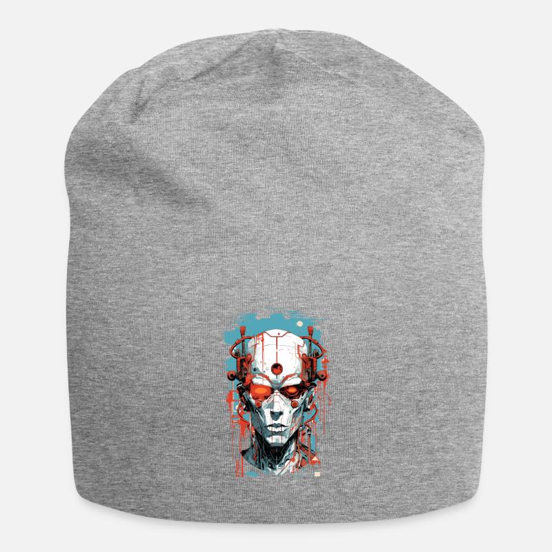 Cybernetischer Cyborg Zukunft Sci-Fi Kopf - Jersey-Beanie - Grau meliert