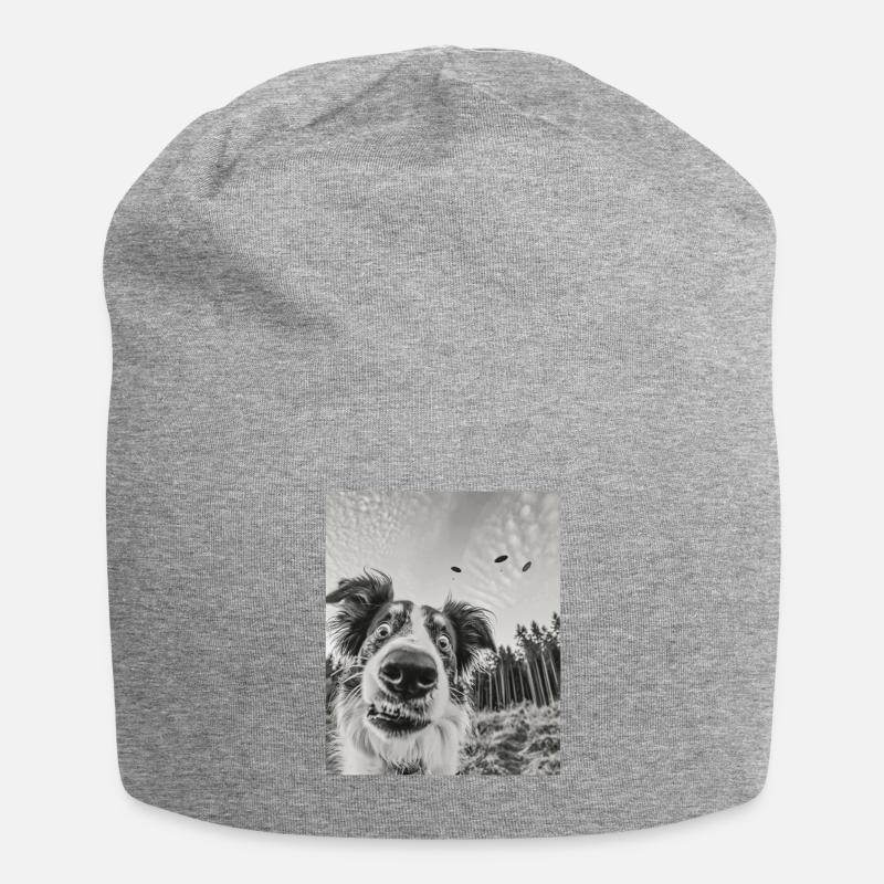 aHund - Alien Australian Shepherd UFO - Jersey-Beanie - Grau meliert
