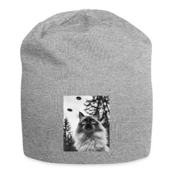 Cat - Alien Selfie Birman UFO - Jersey Beanie - heather grey - Front