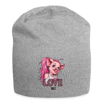 Niedliches Anime-Mädchen mit Schweine Liebe - Jersey-Beanie - Grau meliert - Vorne