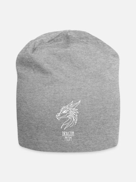 Line Art Best Mama - Drache - Jersey-Beanie - Grau meliert