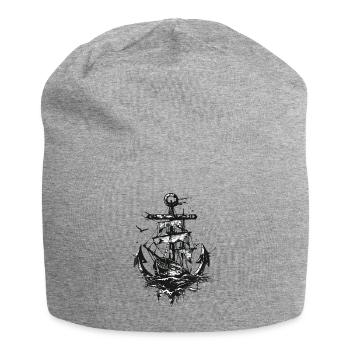 Anker Schiff Segelschiff Kunst Matrose Seemann - Jersey-Beanie - Grau meliert - Vorne