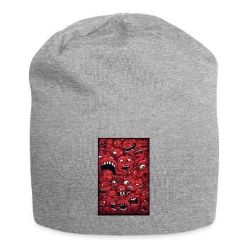 Lustige rote Monster Mischung Wimmelbild - Jersey-Beanie - Grau meliert - Vorne