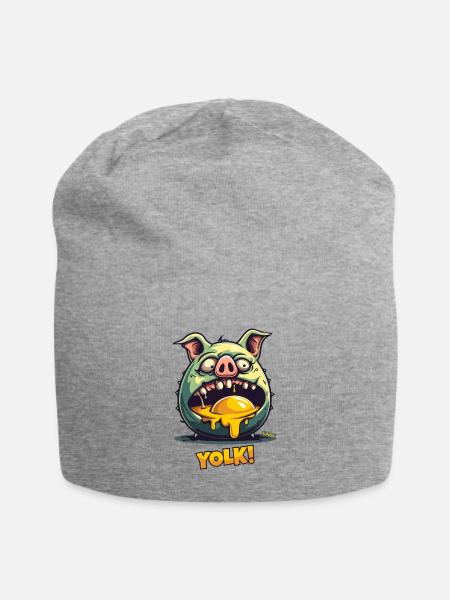 Zombie-Schwein verschlingt Eigelb - Jersey-Beanie - Grau meliert
