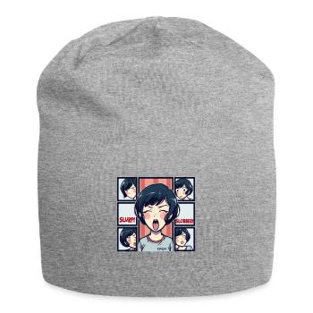 Anime Mädchen trainiert Ramen Nudeln schlürfen - Jersey-Beanie - Grau meliert - Vorne