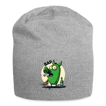 Le cochon de dessin animé cool est un mauvais garçon - Bonnet en jersey - gris chiné - Devant