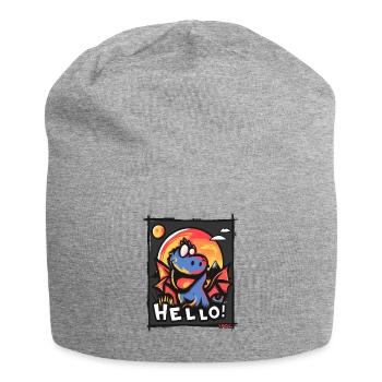 Liebenswerter und lustiger Drache, Hallo - Jersey-Beanie - Grau meliert - Vorne