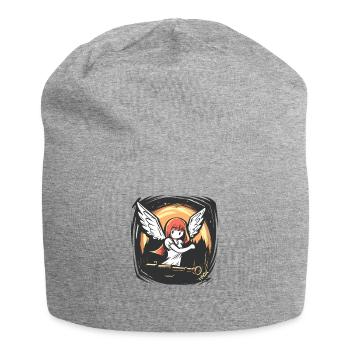 Knallige Anime-Engels-Mädchen mit Büchse - Jersey-Beanie - Grau meliert - Vorne