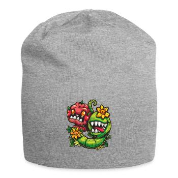 Lustige Monster-Blumen - Jersey-Beanie - Grau meliert - Vorne
