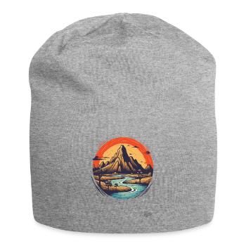 Rugged nature: A mountain and a river - Jersey Beanie - heather grey - Front